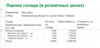 Отчет по сборке 1С:Розница